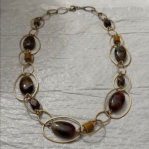 Anthropologie Elegant Gold and Brown Necklace